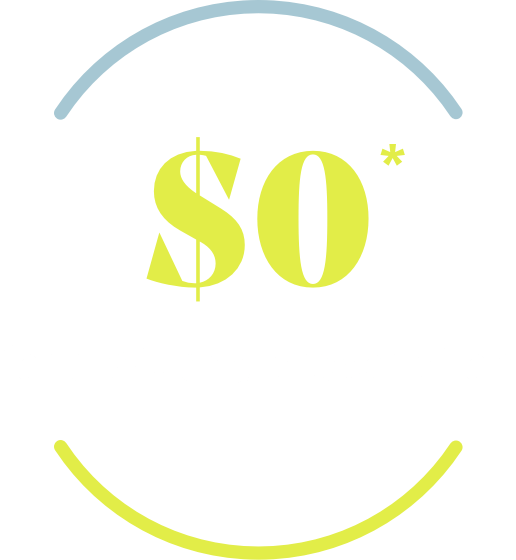 An illustrated pair of open arches frame the text “$0 for a 90-day prescription”