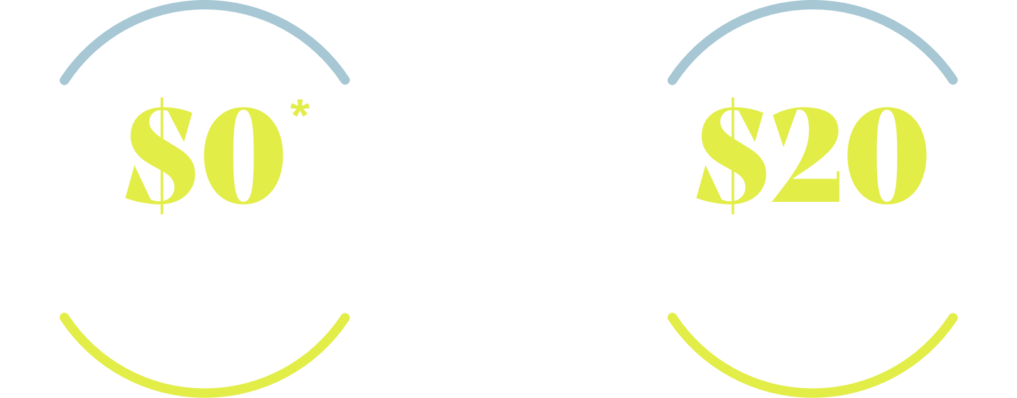 An illustrated pair of open arches frame the text “$0 for a 90-day prescription”
