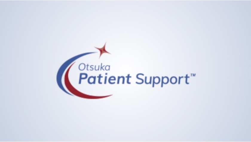 Otsuka Patient Support logo, a red and blue crescent with four-pointed red star