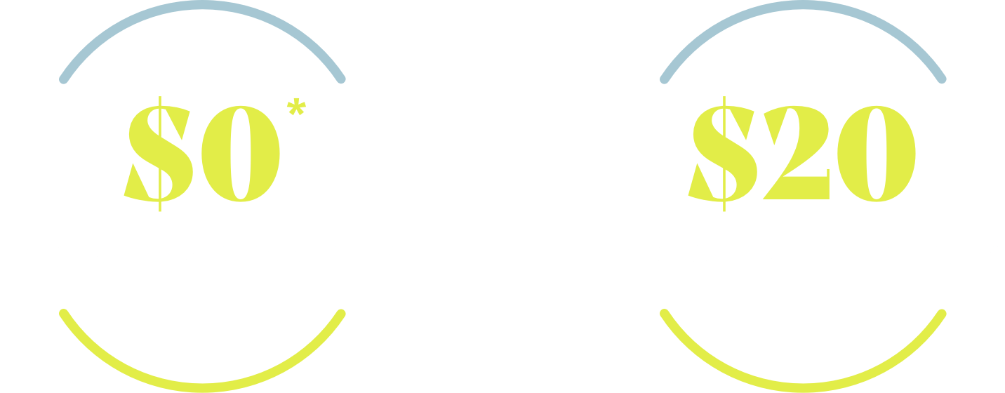 An illustrated pair of open arches frame the text “$0 for a 90-day prescription”