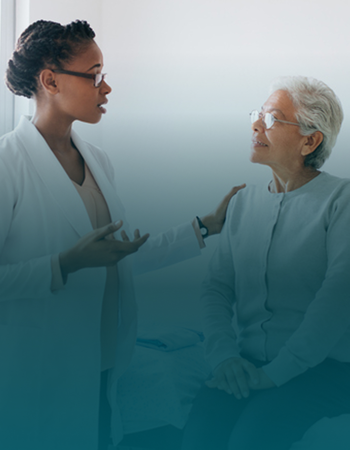 Actor portrayals of an older woman speaking with her doctor